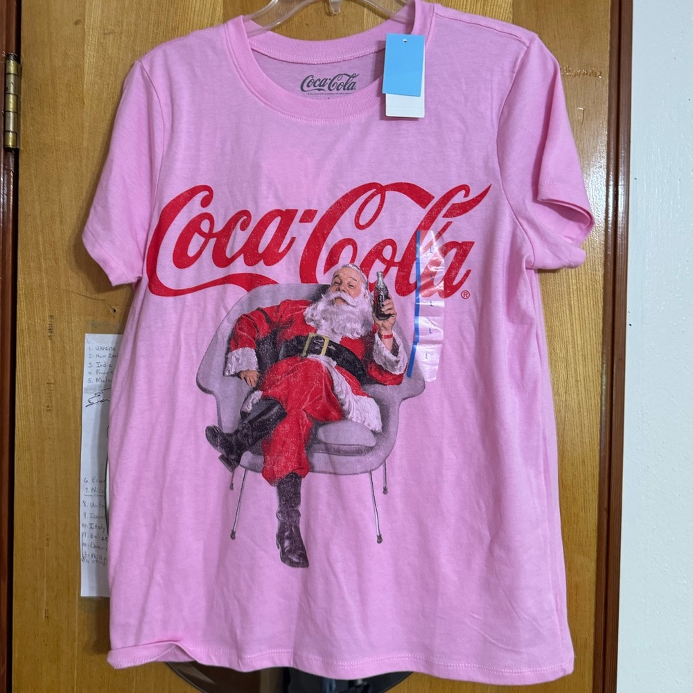 Pink Coca-Cola, Santa Claus, Christmas, ladies top L